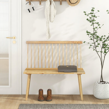 Entryway Bench for 2 with Spindle Back for Kitchen Dining Room Hallway, Natural Dining Chairs   at Gallery Canada