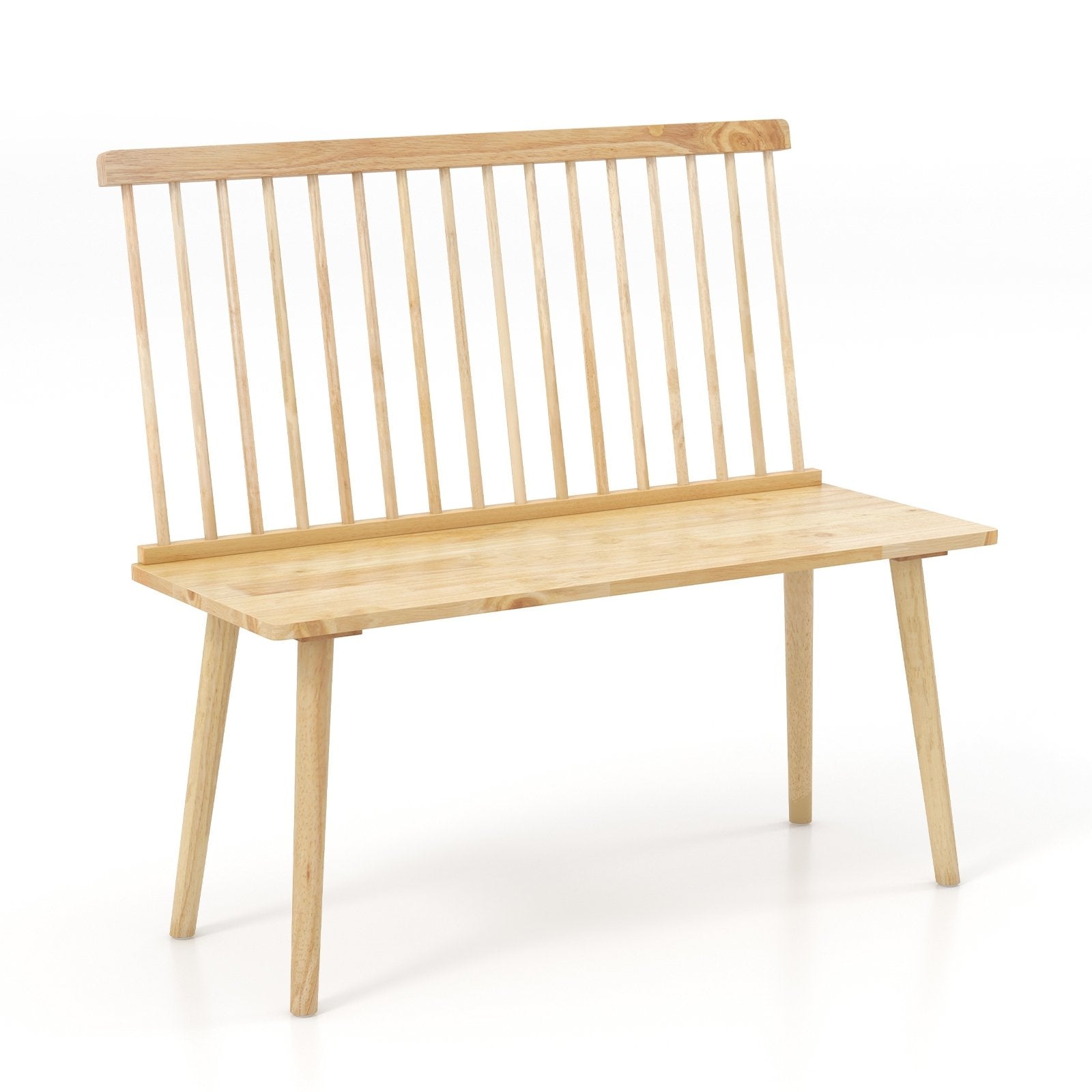 Entryway Bench for 2 with Spindle Back for Kitchen Dining Room Hallway, Natural Dining Chairs   at Gallery Canada