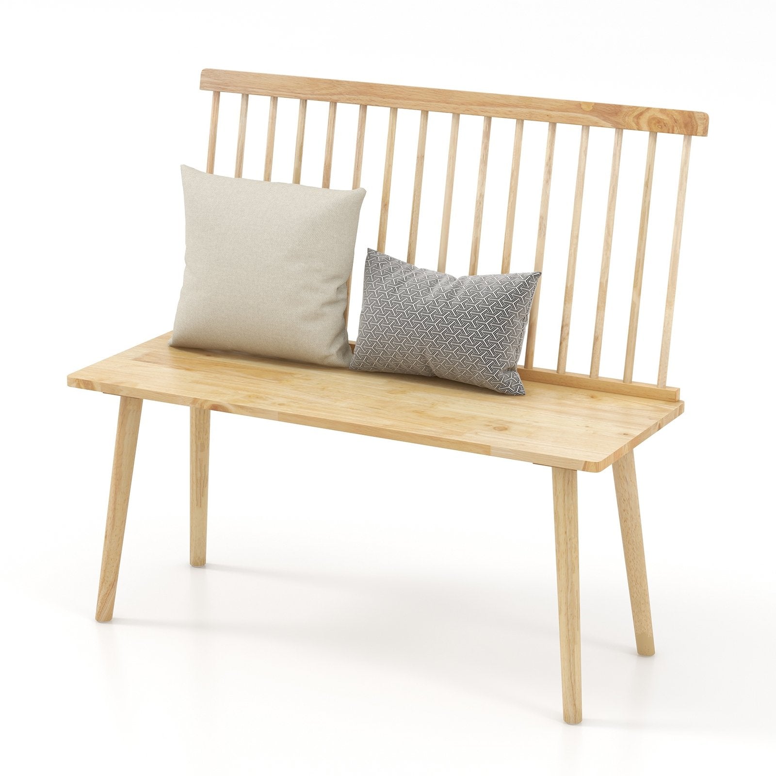 Entryway Bench for 2 with Spindle Back for Kitchen Dining Room Hallway, Natural Dining Chairs   at Gallery Canada