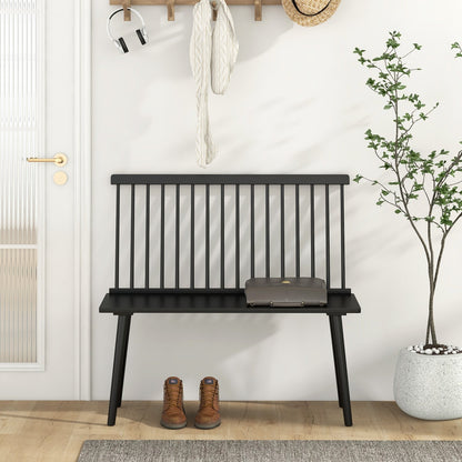 Entryway Bench for 2 with Spindle Back for Kitchen Dining Room Hallway, Black Dining Chairs   at Gallery Canada