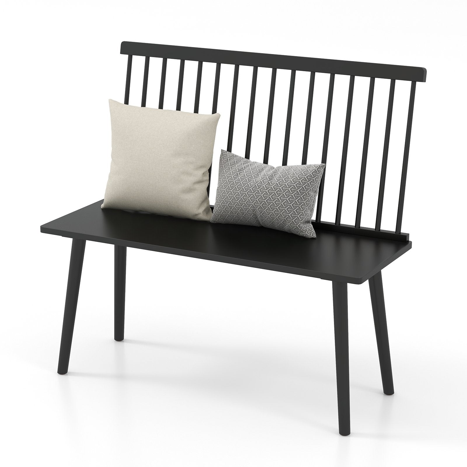 Entryway Bench for 2 with Spindle Back for Kitchen Dining Room Hallway, Black Dining Chairs   at Gallery Canada