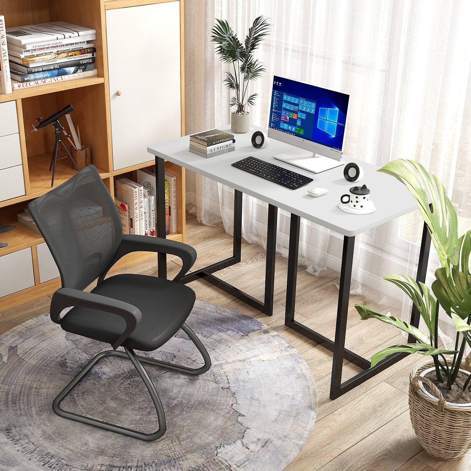 Modern Computer Desk 47 Inch Writing Study Table with Metal Frame Computer Desks   at Gallery Canada