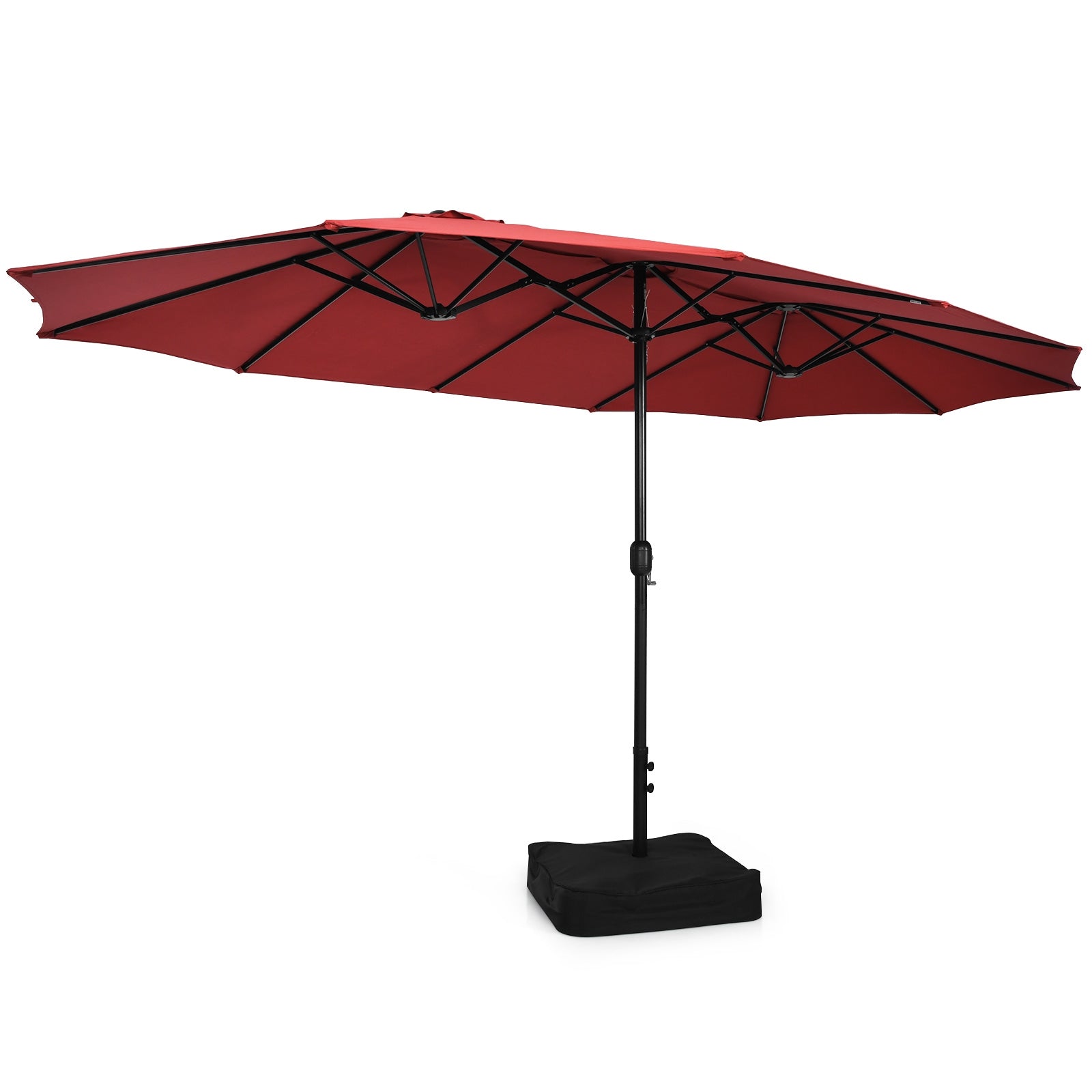 9 Piece Outdoor Dining Set with 15 Feet Double-Sided Twin Patio Umbrella, Red Patio Conversation Sets   at Gallery Canada