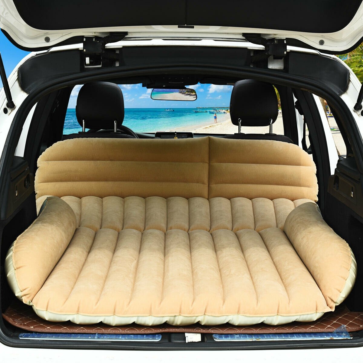 Inflatable SUV Air Backseat Mattress Travel Pad with Pump Camping, Yellow Air Mattresses & Sleeping Bags   at Gallery Canada