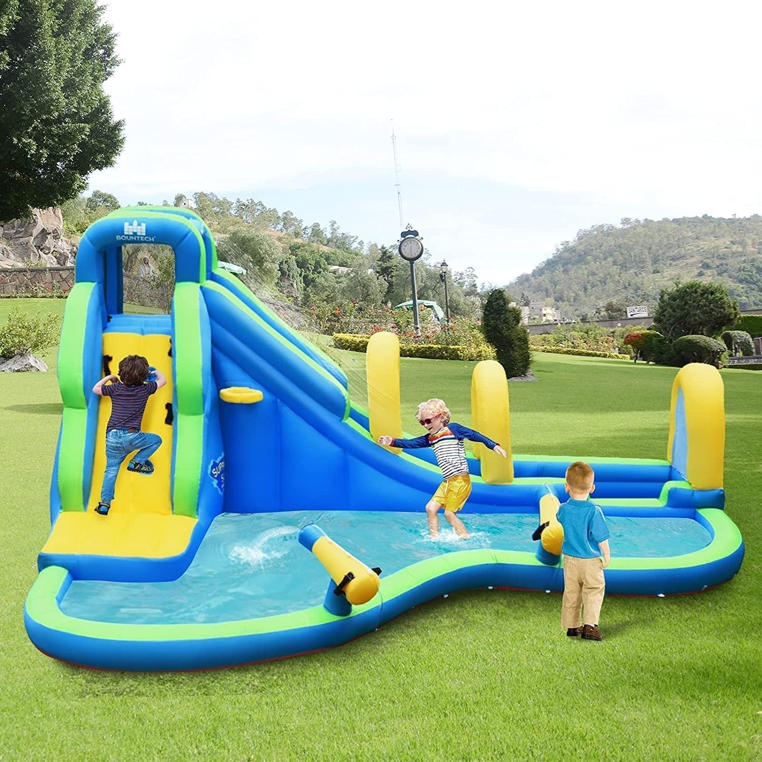 Multifunctional Inflatable Water Bounce with Blower, Blue Bounce House   at Gallery Canada