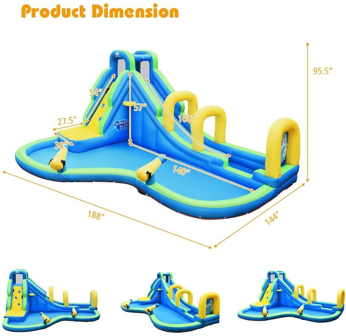 Multifunctional Inflatable Water Bounce with Blower, Blue Bounce House   at Gallery Canada