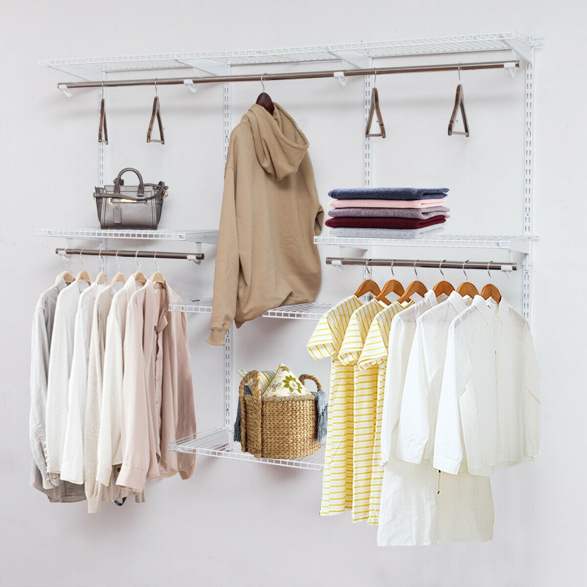 Adjustable Wall Mounted Closet Rack System with Shelf, White Clothing & Closet Storage at Gallery Canada