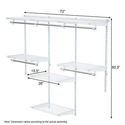 Adjustable Wall Mounted Closet Rack System with Shelf, White Clothing & Closet Storage   at Gallery Canada