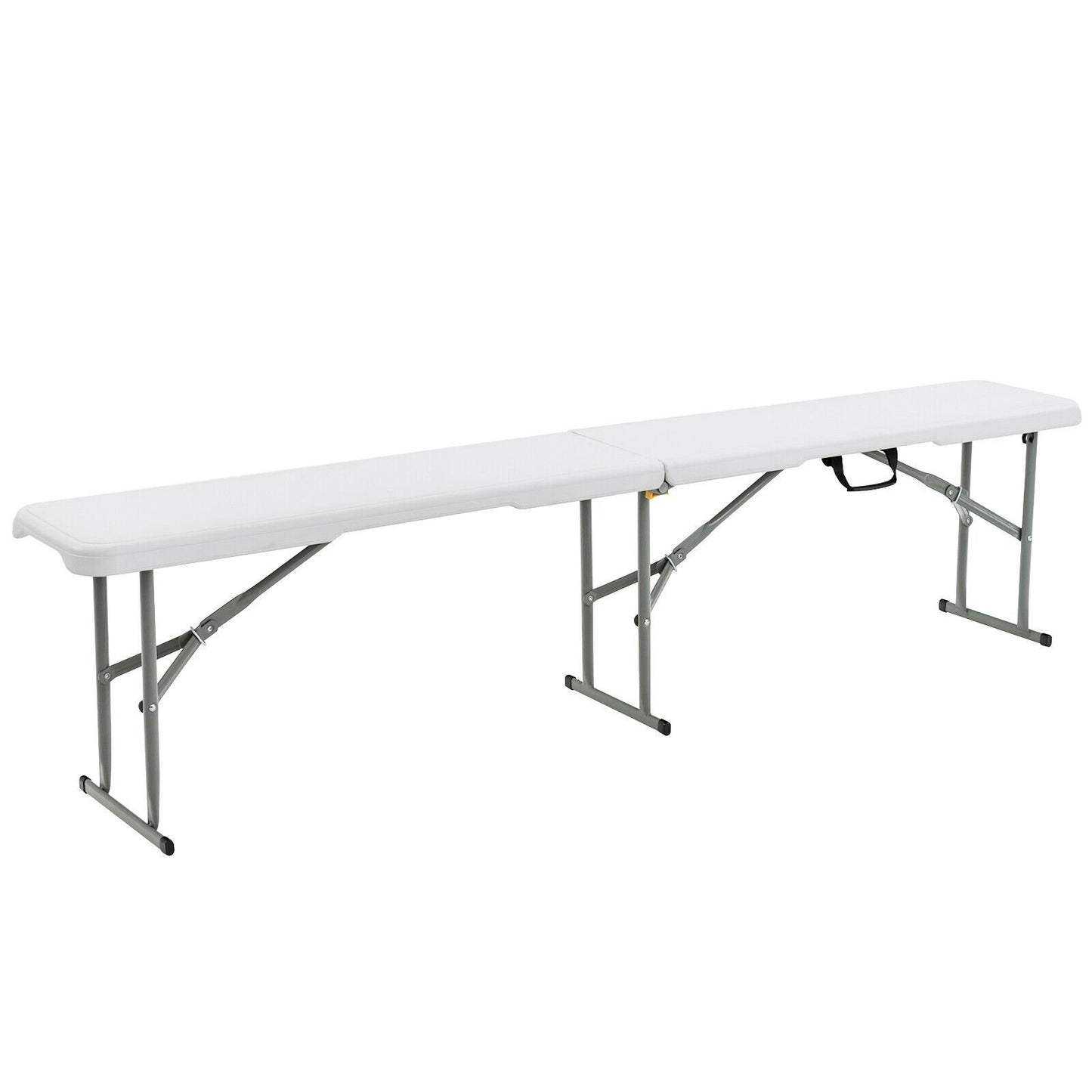 6 Feet Portable Picnic Folding Bench 550 lbs Limited with Carrying Handle, White - Gallery Canada