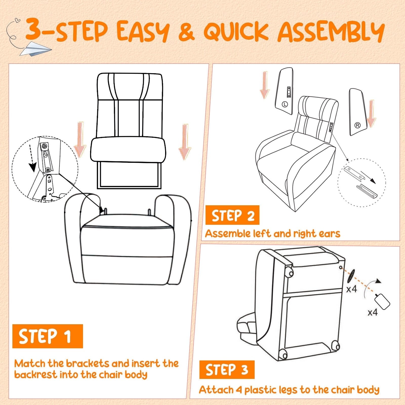 Kids Recliner Chair with Side Pockets and Footrest, White Kids Chairs & Seating   at Gallery Canada