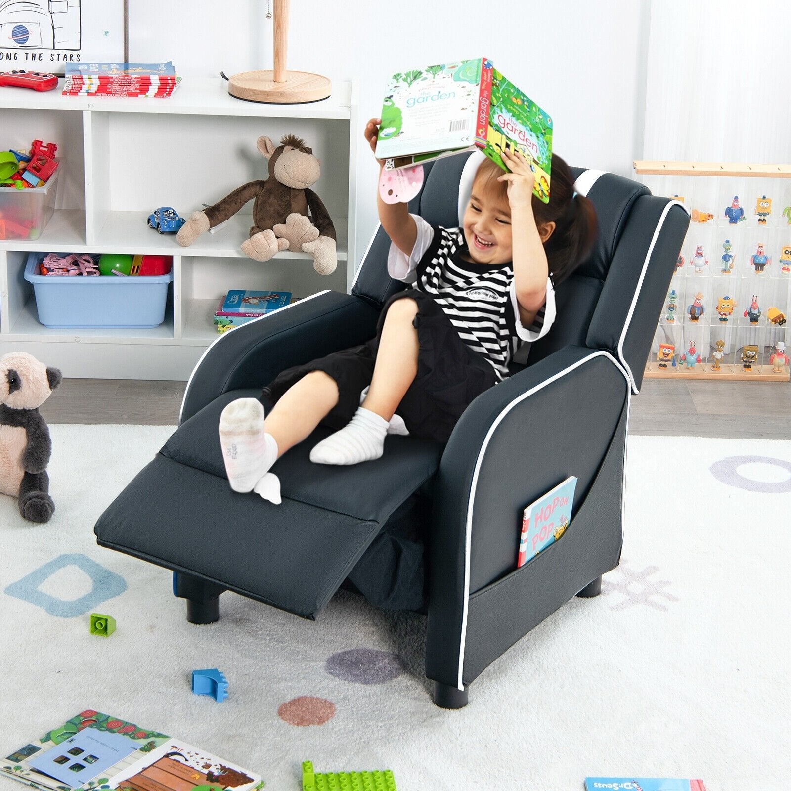 Kids Recliner Chair with Side Pockets and Footrest, White Kids Chairs & Seating   at Gallery Canada