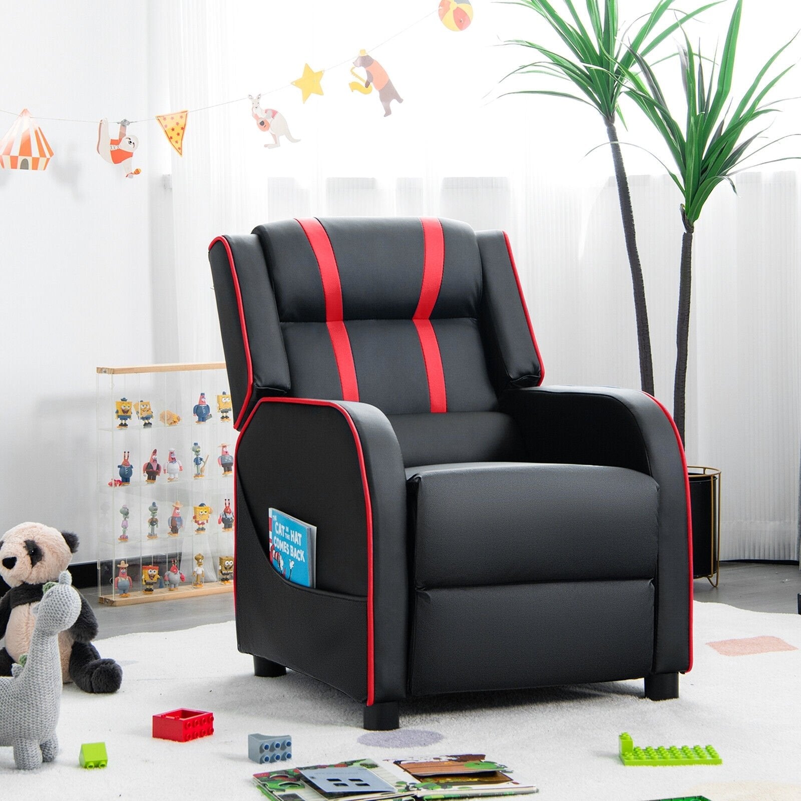 Kids Recliner Chair with Side Pockets and Footrest, Red Kids Chairs & Seating   at Gallery Canada