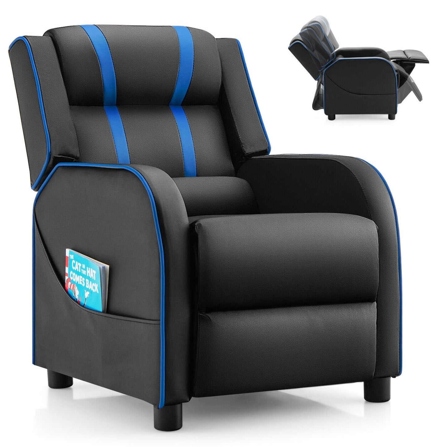 Kids Recliner Chair with Side Pockets and Footrest, Blue Kids Chairs & Seating   at Gallery Canada