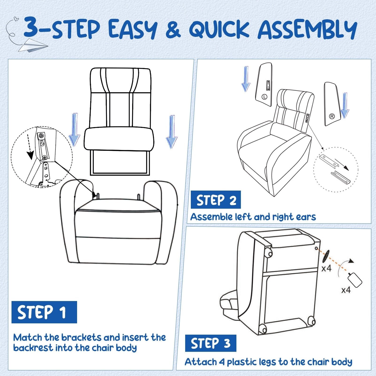 Kids Recliner Chair with Side Pockets and Footrest, Blue Kids Chairs & Seating   at Gallery Canada