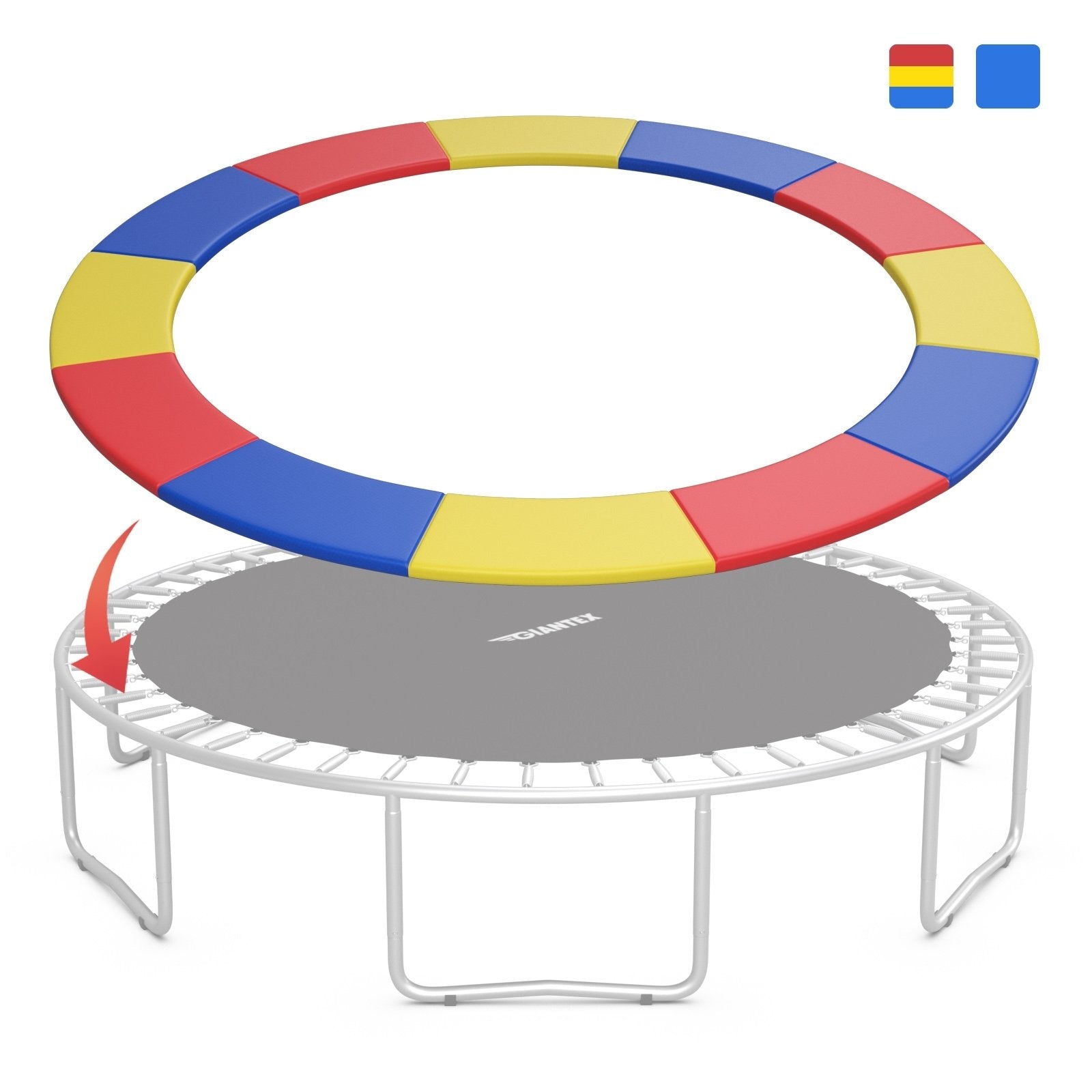 8 Feet Trampoline Spring Safety Cover without Holes, Multicolor - Gallery Canada