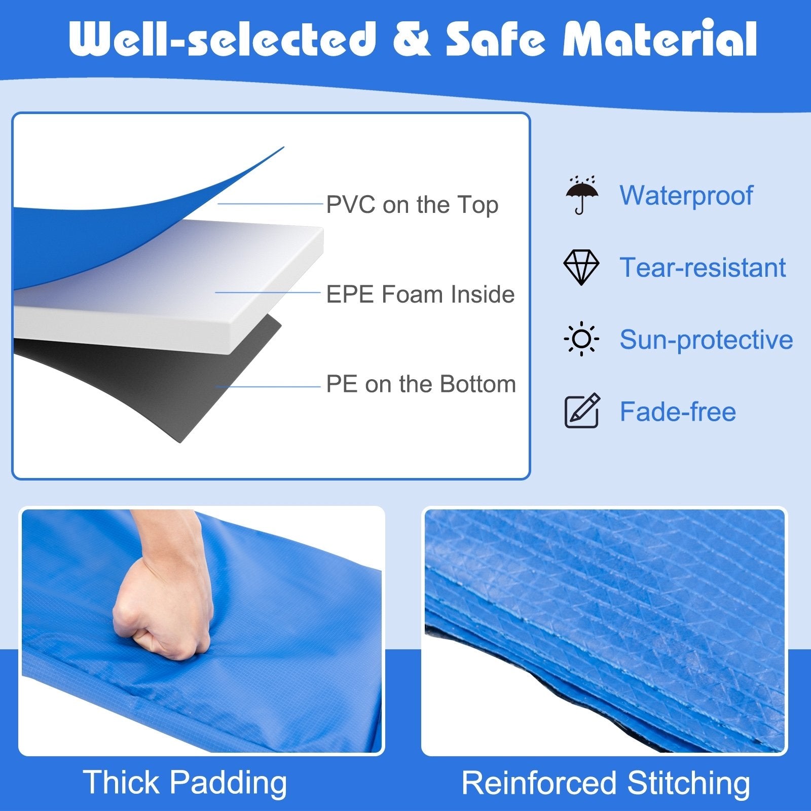 8 Feet Trampoline Spring Safety Cover without Holes, Blue Trampoline Accessories   at Gallery Canada