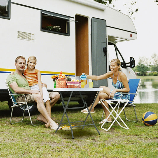 32 Inch Round Foldable Lightweight Table, White Camping Furniture   at Gallery Canada