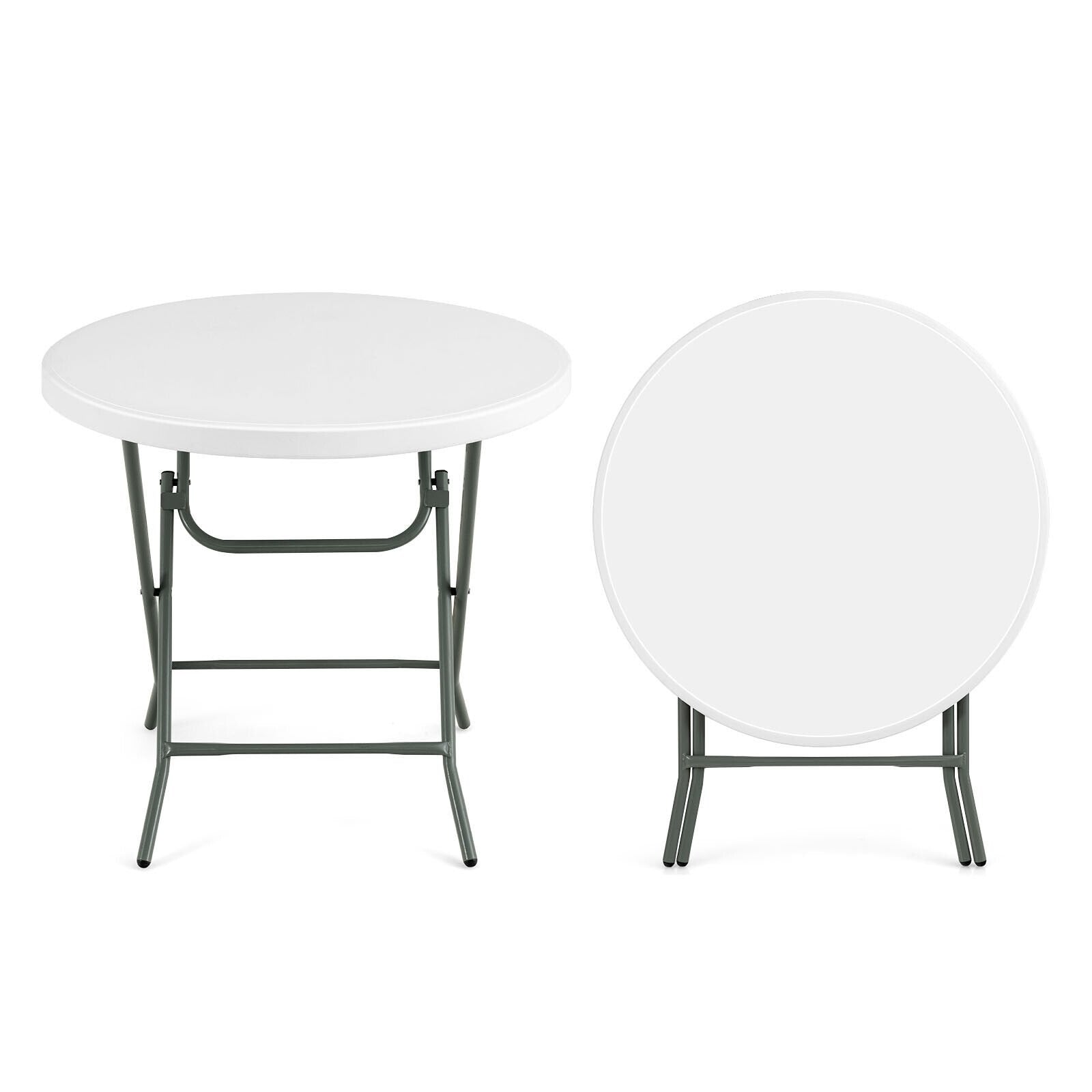 32 Inch Round Foldable Lightweight Table, White Camping Furniture   at Gallery Canada