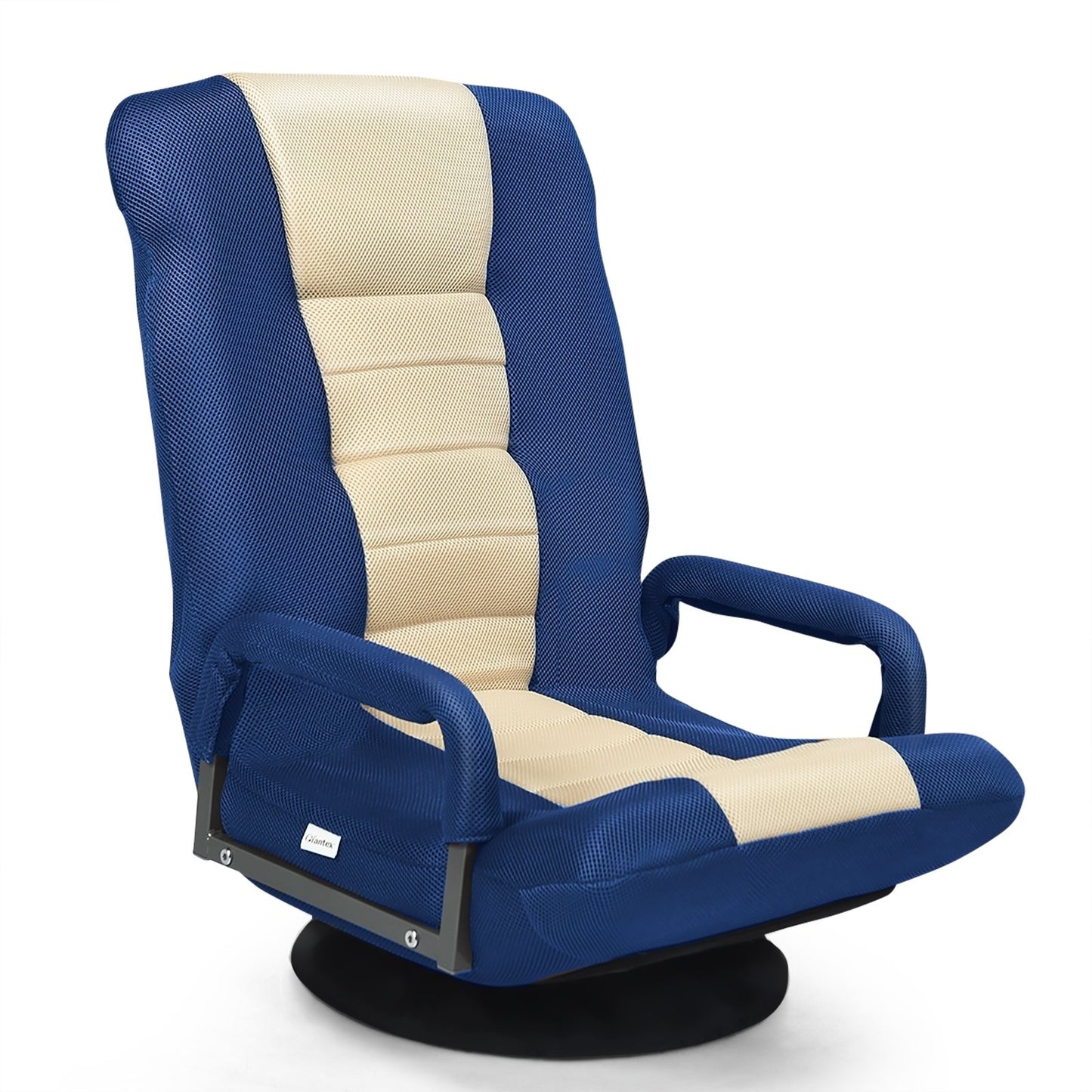 360-Degree Swivel Gaming Floor Chair with Foldable Adjustable Backrest, Blue Floor Chairs   at Gallery Canada