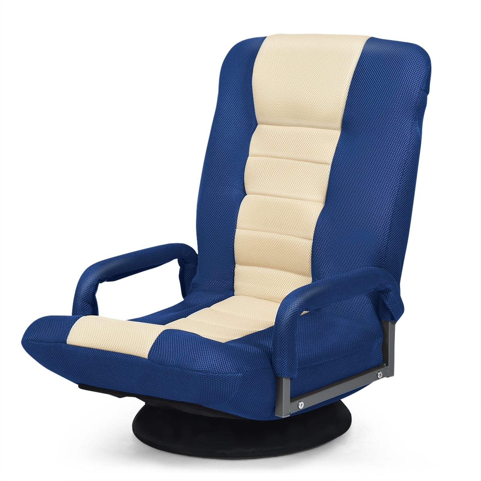 360-Degree Swivel Gaming Floor Chair with Foldable Adjustable Backrest, Blue Floor Chairs   at Gallery Canada