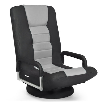 360-Degree Swivel Gaming Floor Chair with Foldable Adjustable Backrest, Gray Floor Chairs   at Gallery Canada