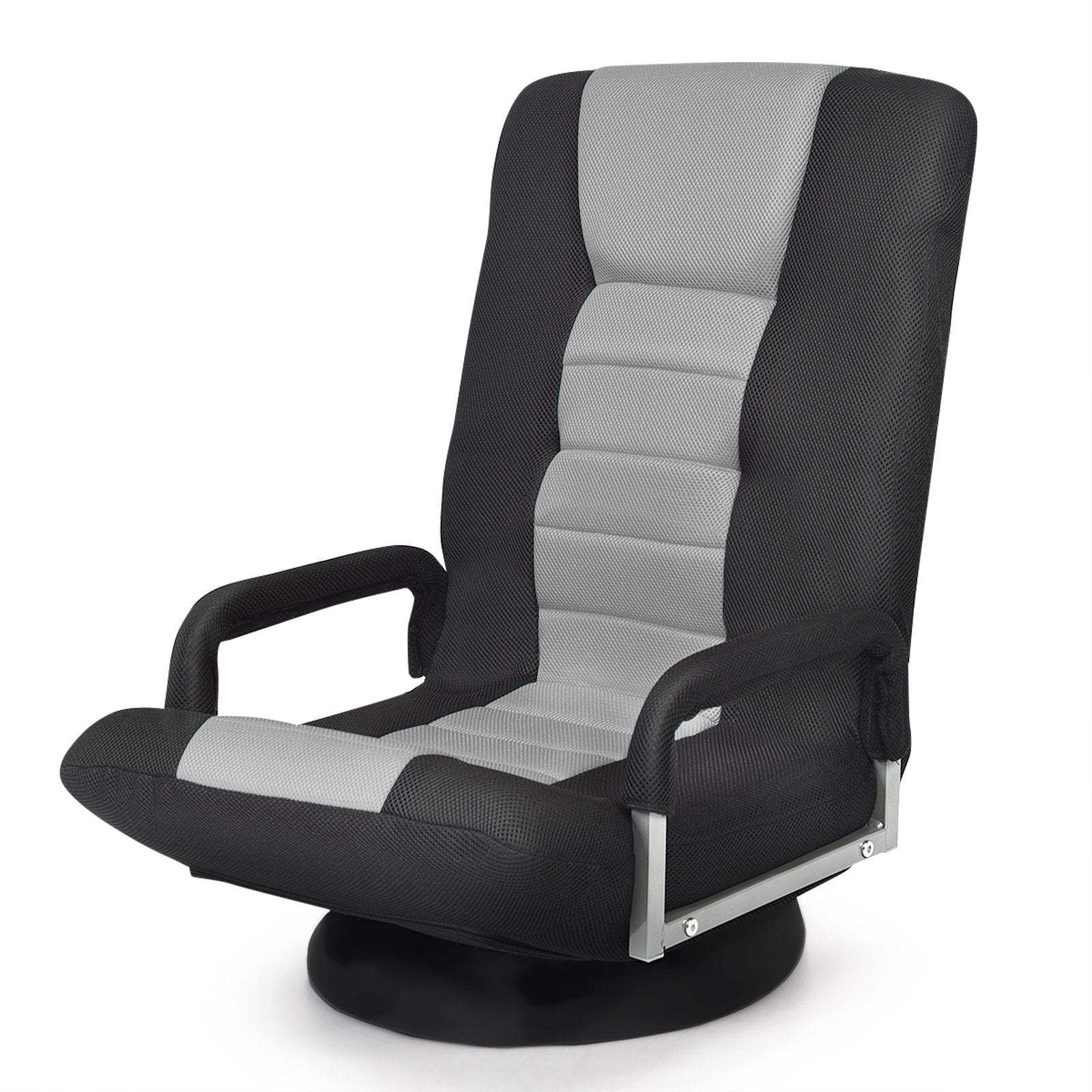 360-Degree Swivel Gaming Floor Chair with Foldable Adjustable Backrest, Gray Floor Chairs   at Gallery Canada