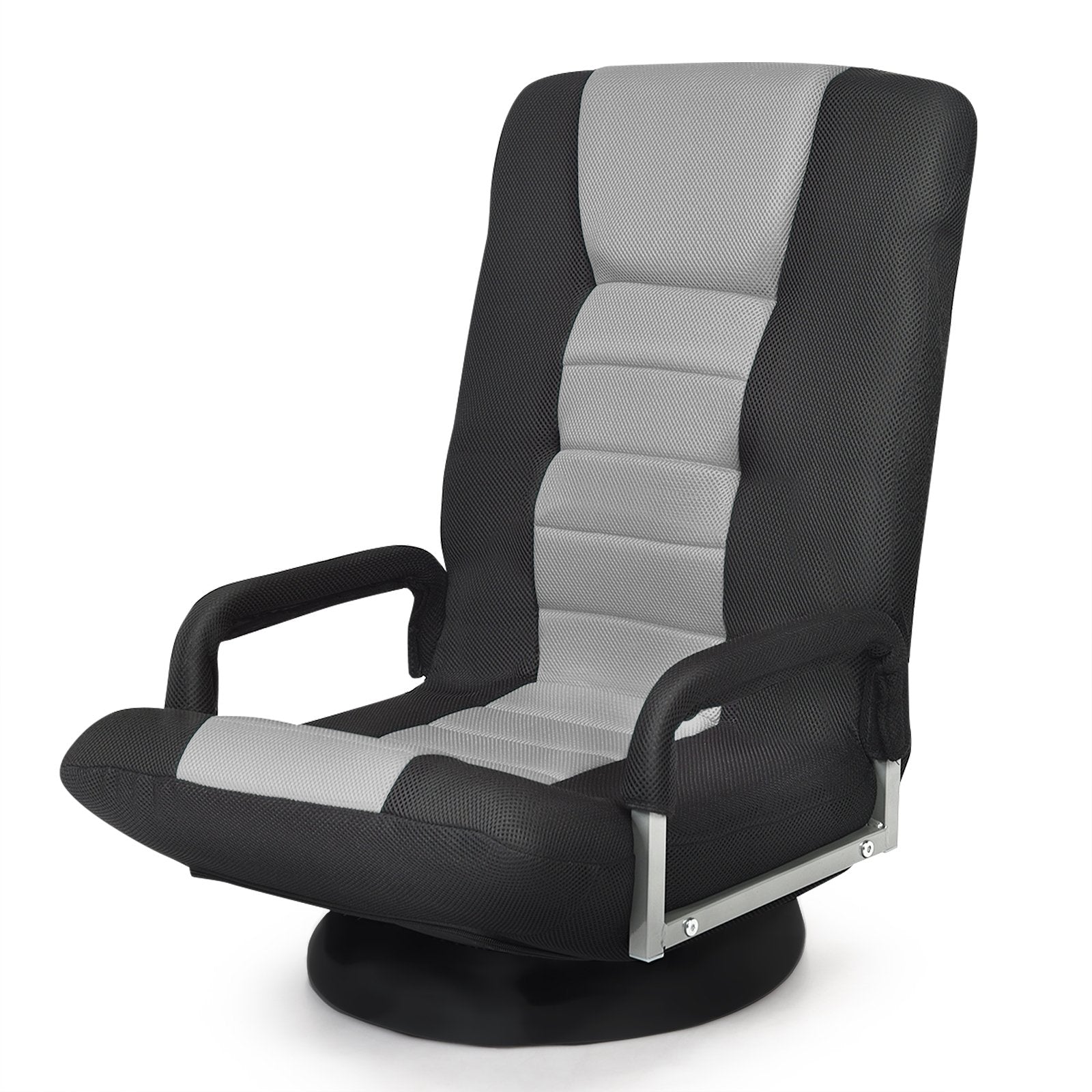 360-Degree Swivel Gaming Floor Chair with Foldable Adjustable Backrest, Gray - Gallery Canada