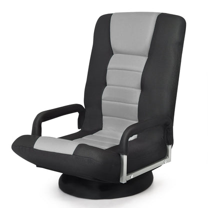360-Degree Swivel Gaming Floor Chair with Foldable Adjustable Backrest, Gray - Gallery Canada