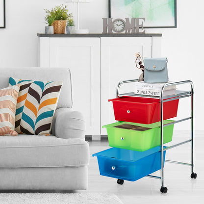 3-Drawer Rolling Storage Cart with Plastic Drawers for Office-RGB, Sheer Rainbow - Gallery Canada