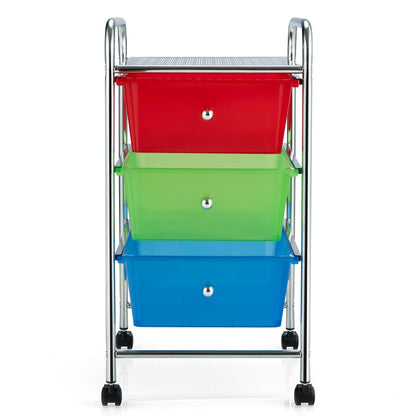 3-Drawer Rolling Storage Cart with Plastic Drawers for Office-RGB, Sheer Rainbow - Gallery Canada