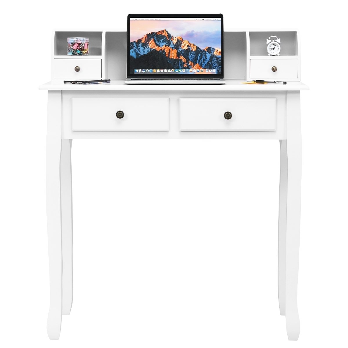 Removable Floating Organizer 2-Tier Mission Home Computer Vanity Desk-white, White Writing Desks   at Gallery Canada