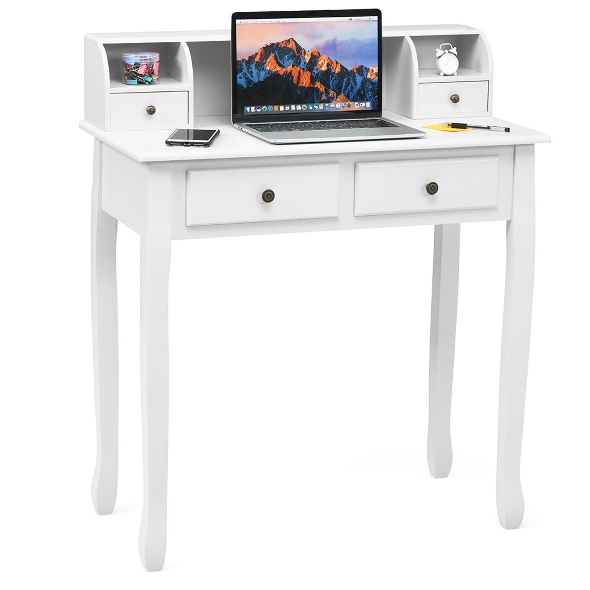 Removable Floating Organizer 2-Tier Mission Home Computer Vanity Desk-white, White Writing Desks   at Gallery Canada