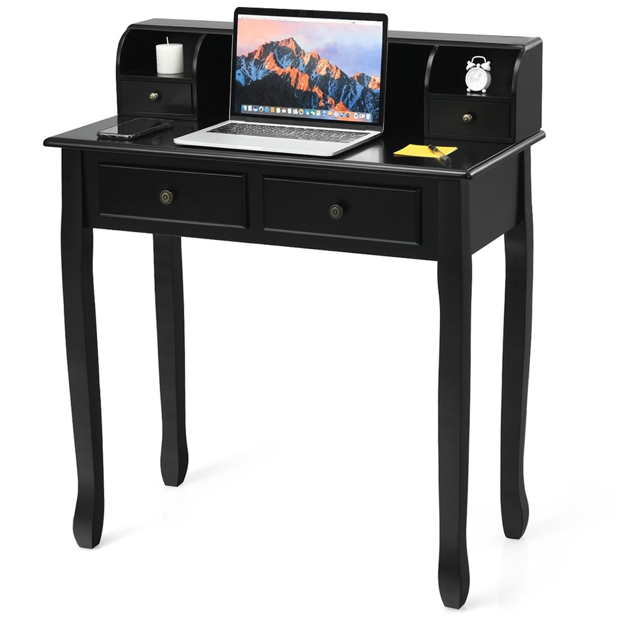 Removable Floating Organizer 2-Tier Mission Home Computer Vanity Desk, Black Writing Desks   at Gallery Canada