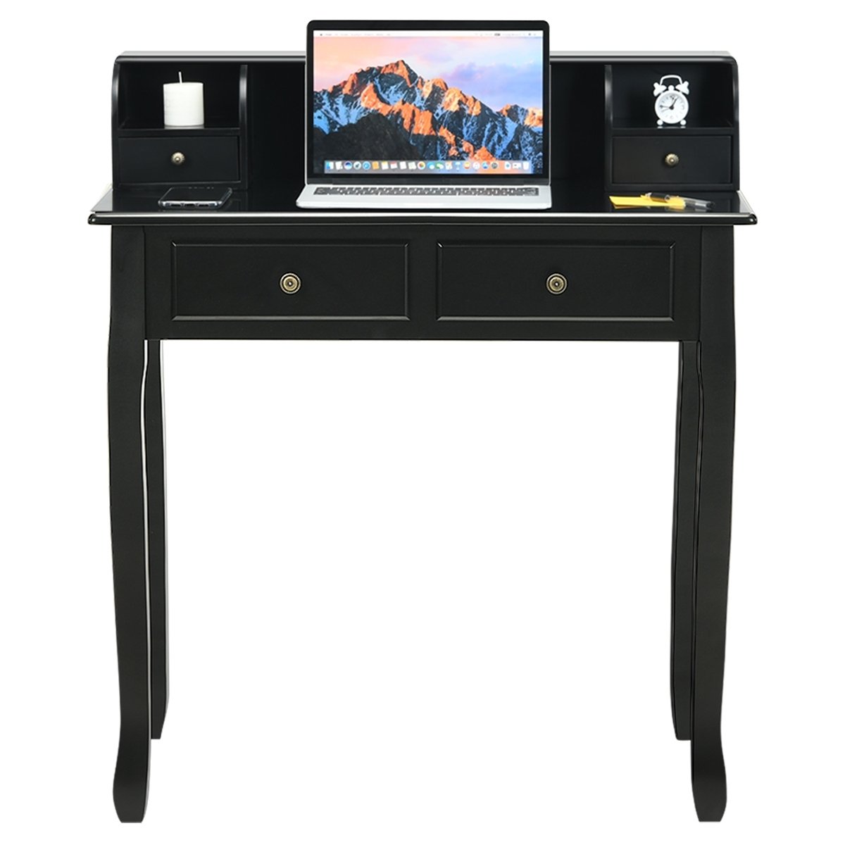 Removable Floating Organizer 2-Tier Mission Home Computer Vanity Desk, Black Writing Desks   at Gallery Canada