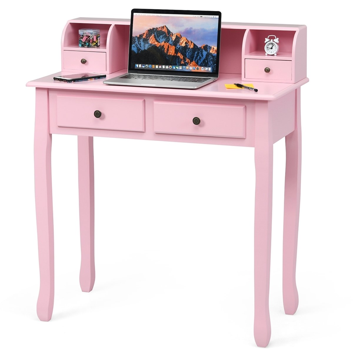 Removable Floating Organizer 2-Tier Mission Home Computer Vanity Desk, Pink Writing Desks   at Gallery Canada