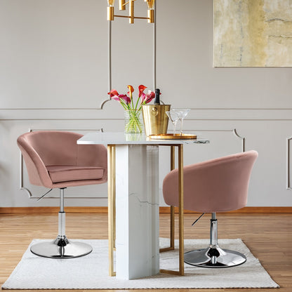 360 Degree Swivel Makeup Stool Accent Chair with Round Back and Metal Base, Pink Accent Chairs   at Gallery Canada