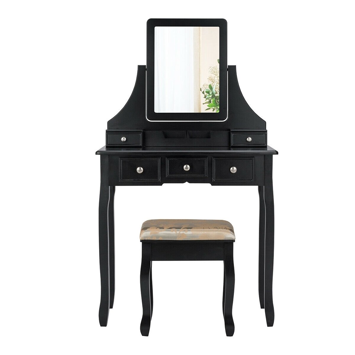 5 Drawers Removable Box Makeup Dressing Vanity Set, Black Makeup Vanities   at Gallery Canada