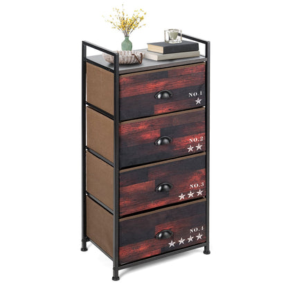 Industrial 4 Fabric Drawers Storage Dresser with Fabric Drawers and Steel Frame, Dark Brown Dressers & Chests   at Gallery Canada