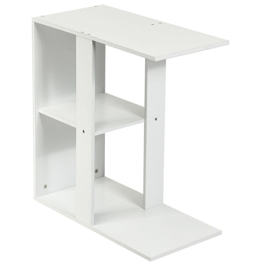 3-Tier Narrow Side Table with Storage Shelf, White - Gallery Canada