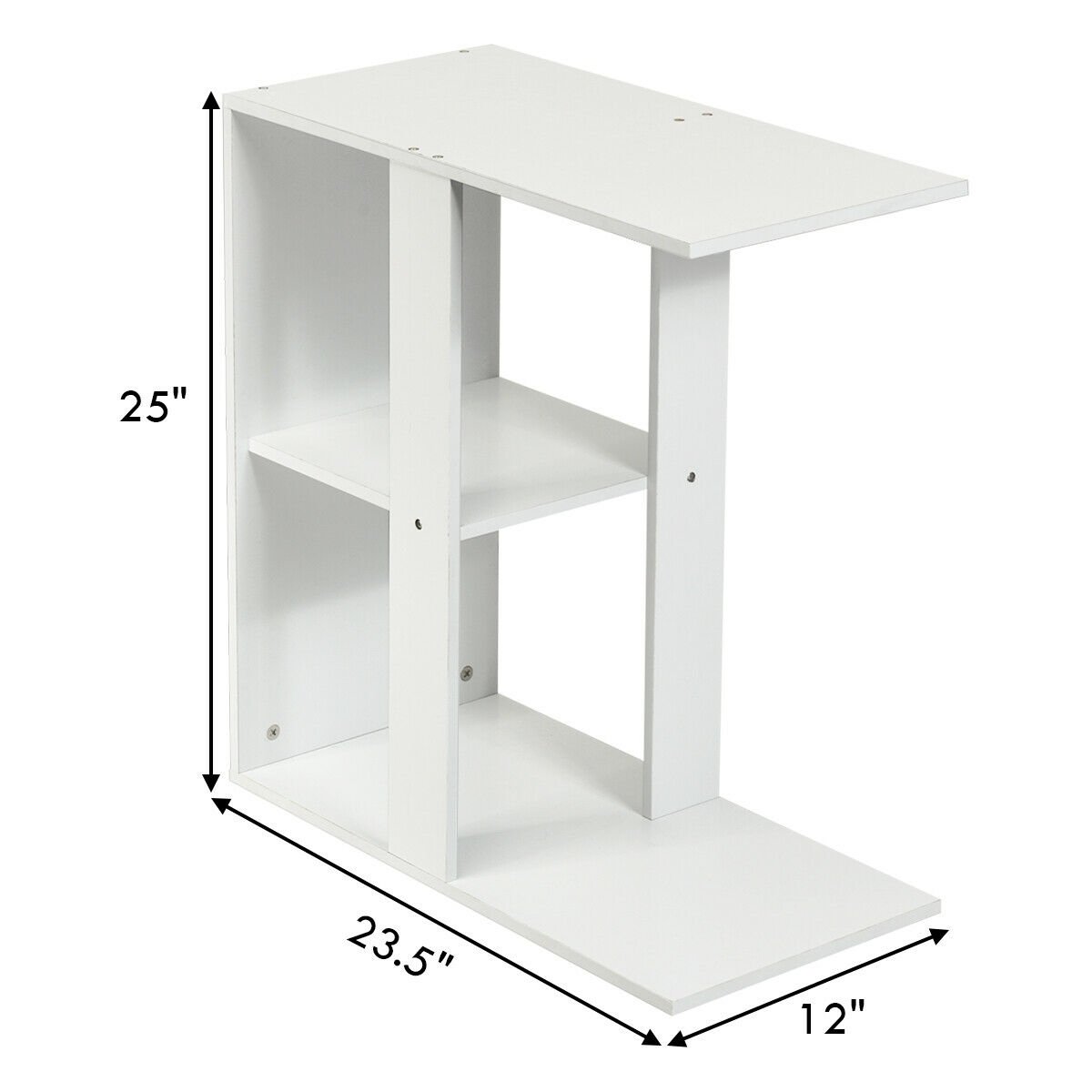 3-Tier Narrow Side Table with Storage Shelf, White End & Side Tables   at Gallery Canada