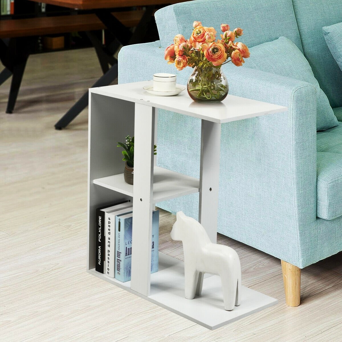 3-Tier Narrow Side Table with Storage Shelf, White End & Side Tables   at Gallery Canada