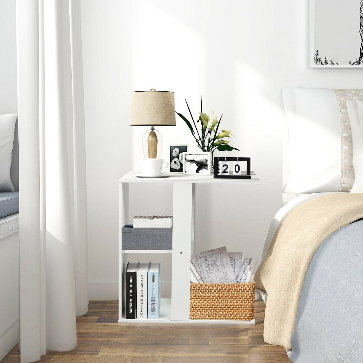 3-Tier Narrow Side Table with Storage Shelf, White End & Side Tables   at Gallery Canada