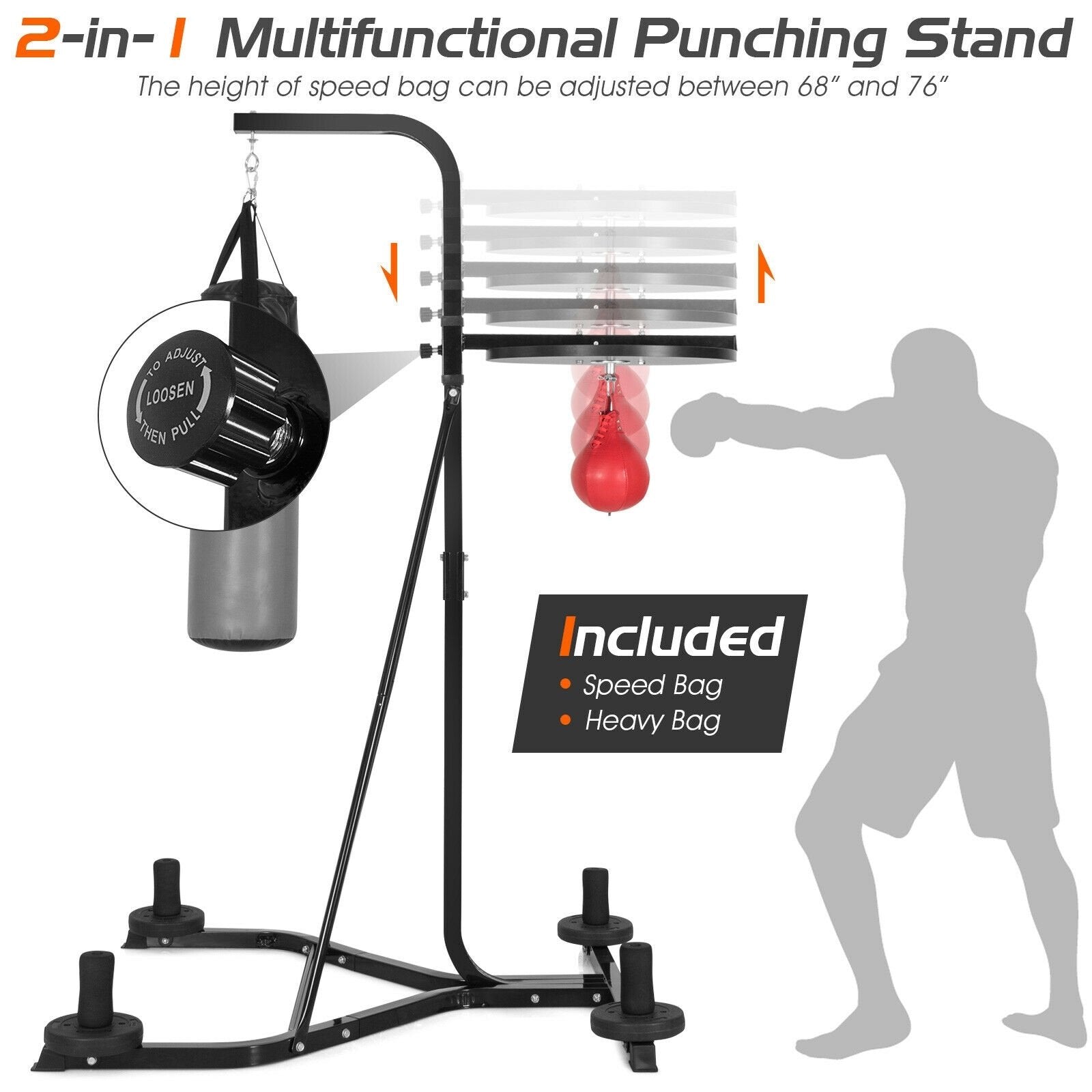 Heavy Duty Boxing Punching Stand With Heavy Bag, Gray Boxing & Martial Arts   at Gallery Canada