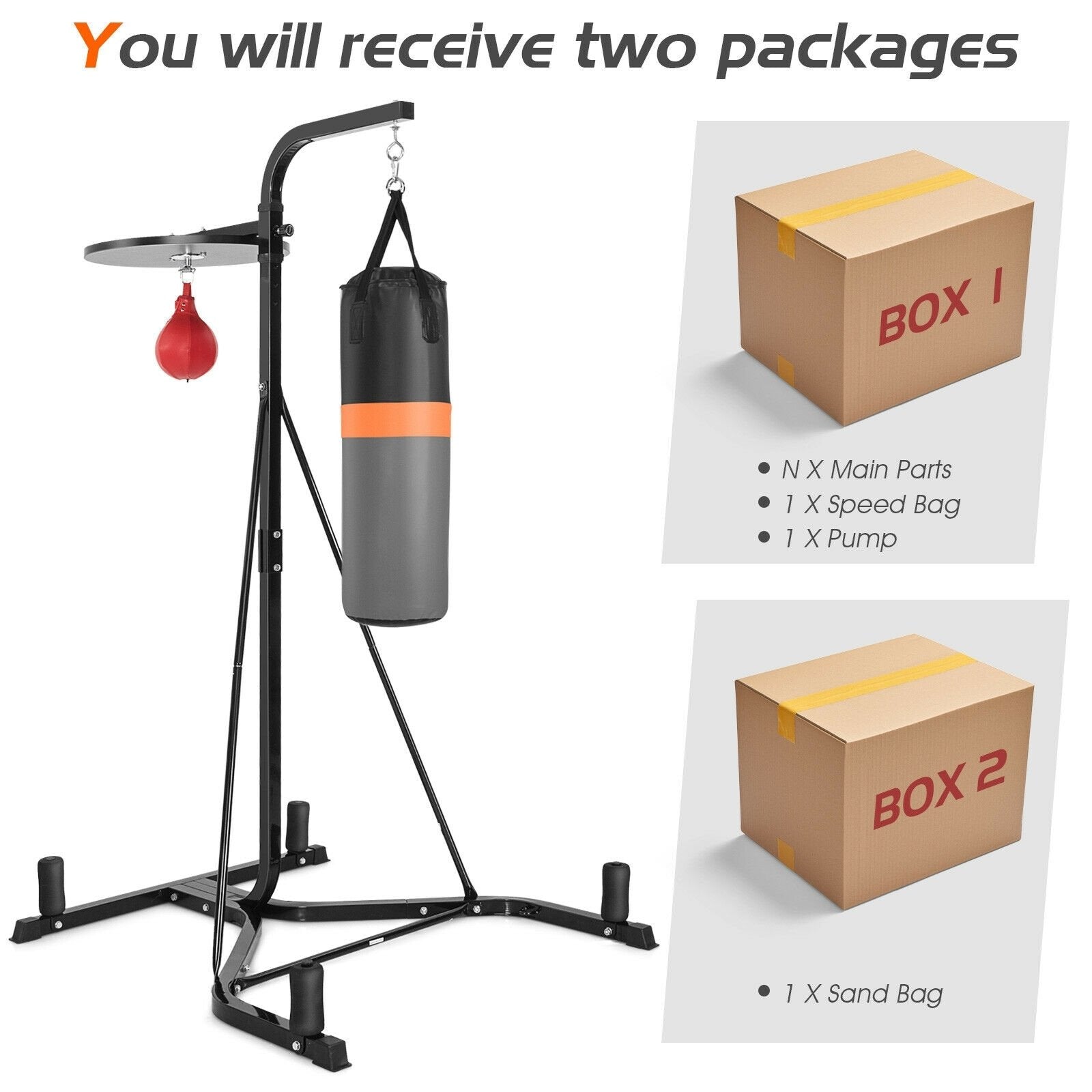 Heavy Duty Boxing Punching Stand With Heavy Bag, Gray Boxing & Martial Arts   at Gallery Canada