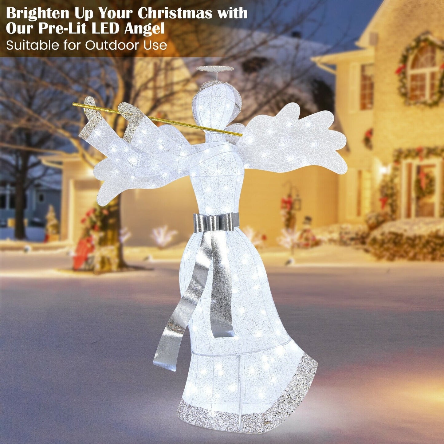 Pre-Lit Angel Christmas Decoration with 100 LED Lights, White Christmas Decor & Accessories   at Gallery Canada