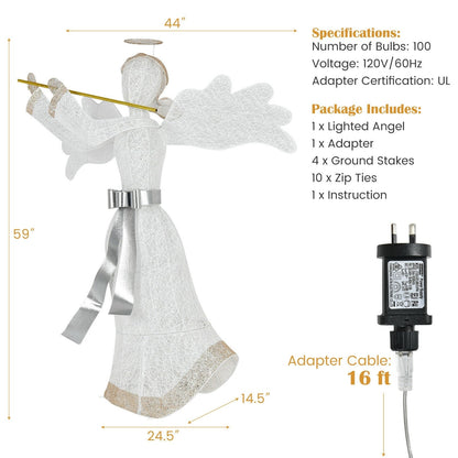 Pre-Lit Angel Christmas Decoration with 100 LED Lights, White Christmas Decor & Accessories   at Gallery Canada