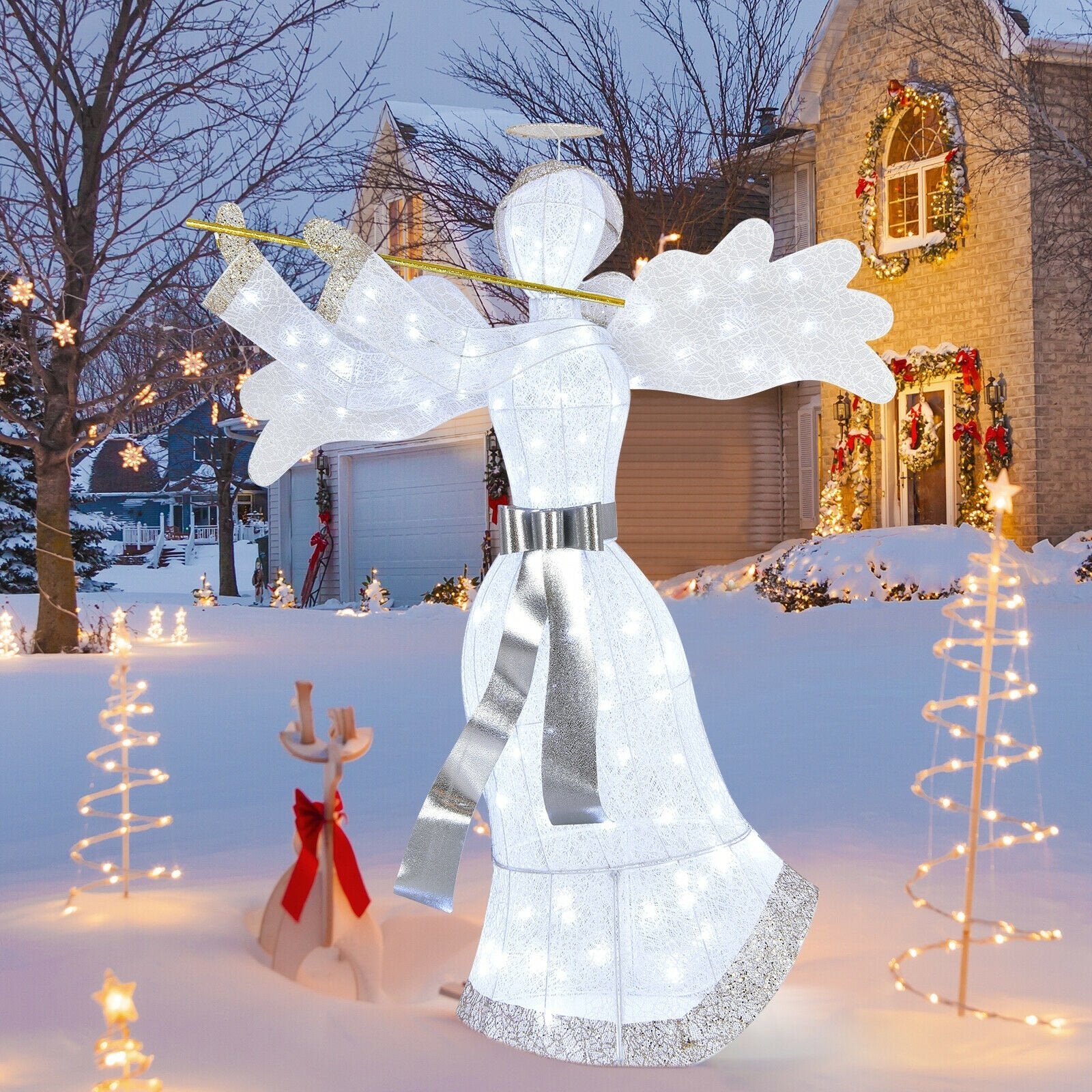 Pre-Lit Angel Christmas Decoration with 100 LED Lights, White Christmas Decor & Accessories   at Gallery Canada