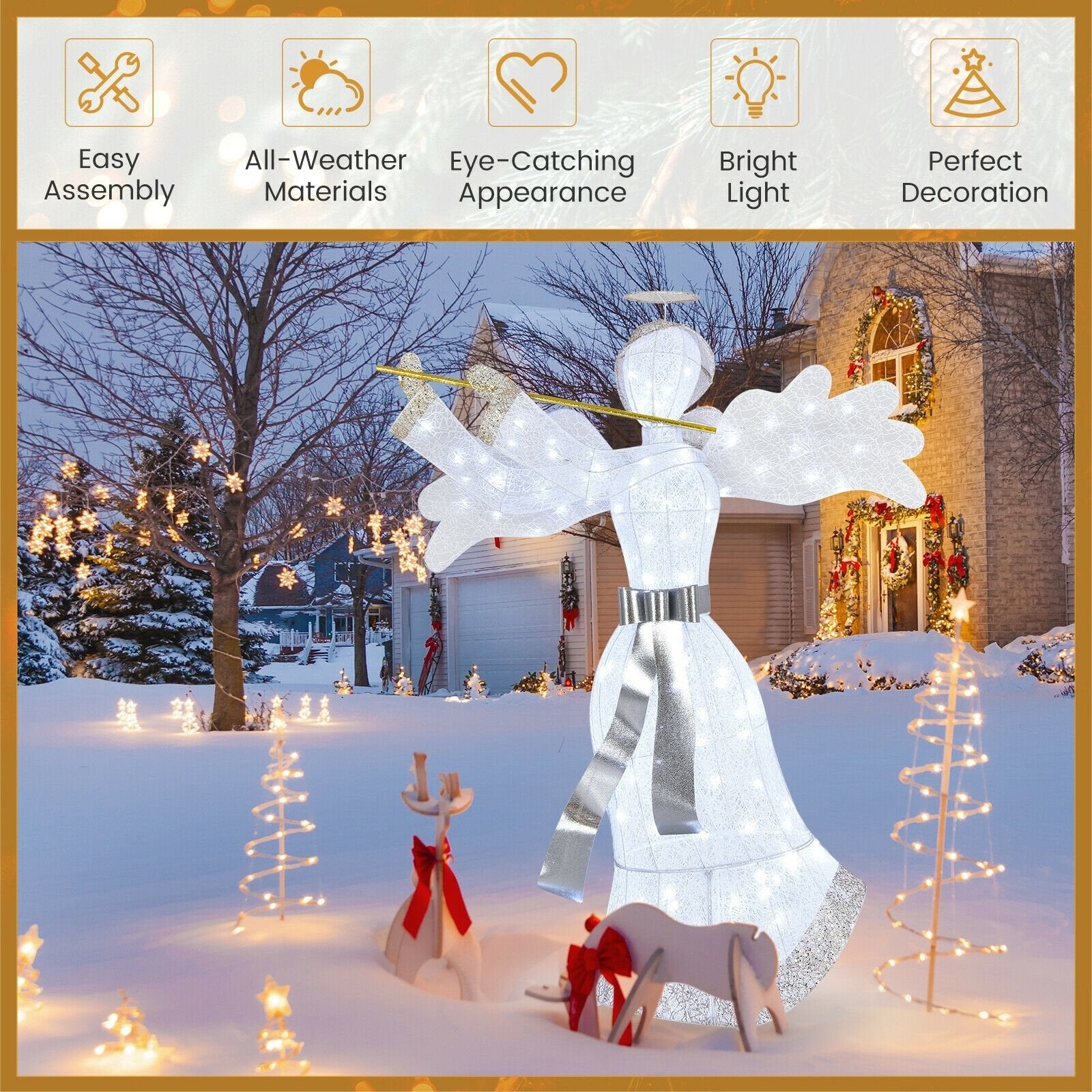 Pre-Lit Angel Christmas Decoration with 100 LED Lights, White Christmas Decor & Accessories   at Gallery Canada