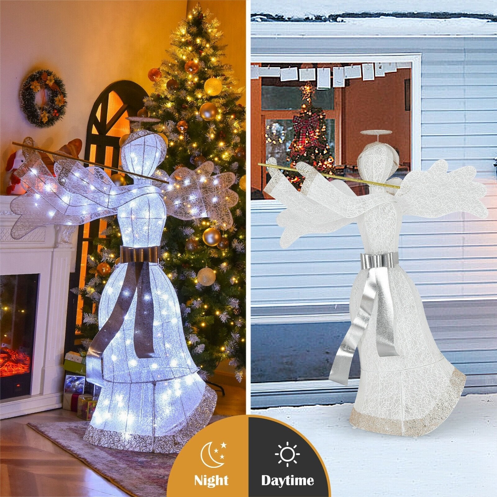 Pre-Lit Angel Christmas Decoration with 100 LED Lights, White Christmas Decor & Accessories   at Gallery Canada