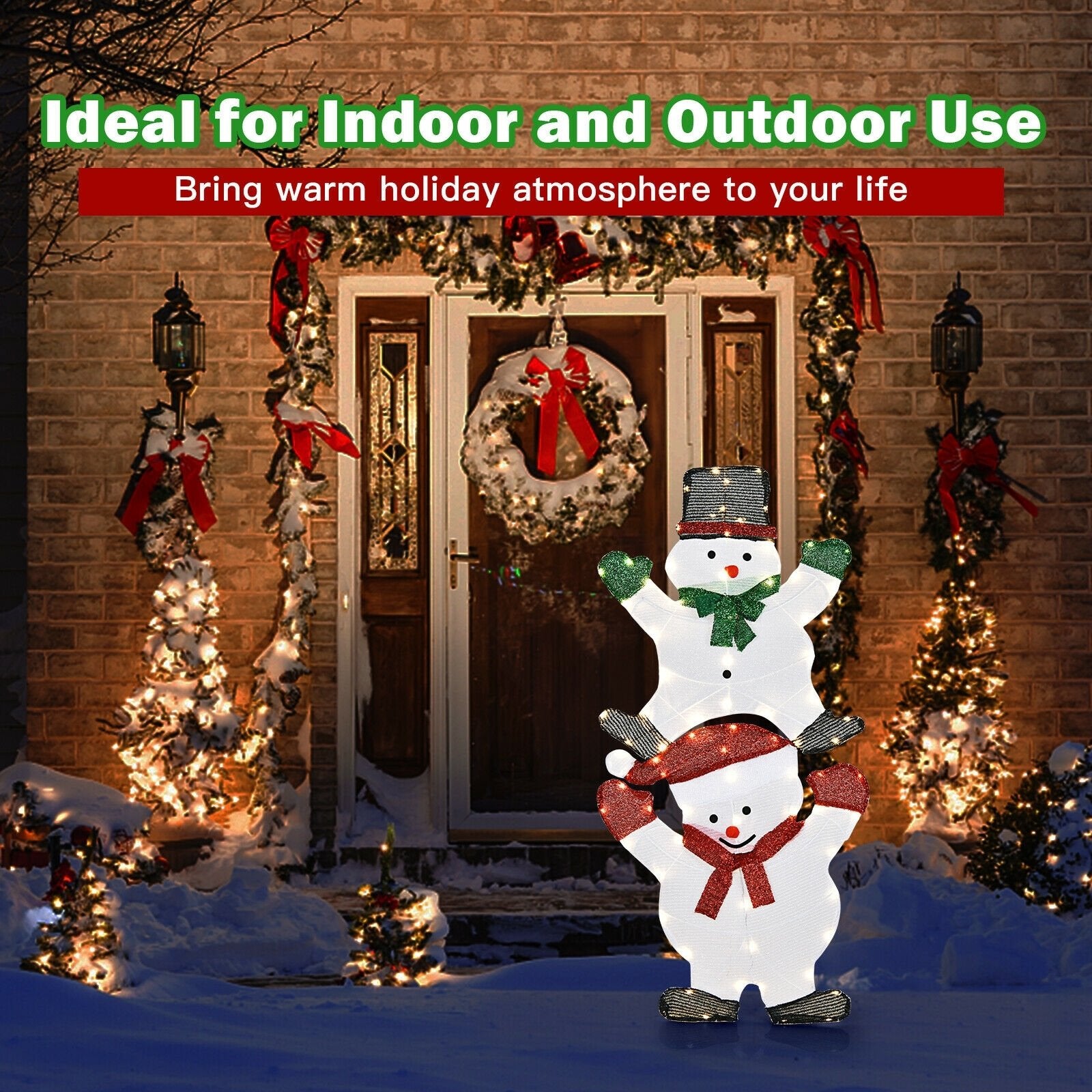 54 Inch Snowman Xmas Decorations with UL Certified Plug, White Christmas Decor & Accessories   at Gallery Canada